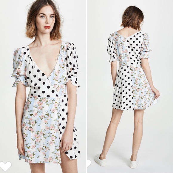 for love and lemons savannah wrap mini dress